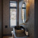 Custom powder room renovation in a whole home remodel at the Wharf, Washington DC.