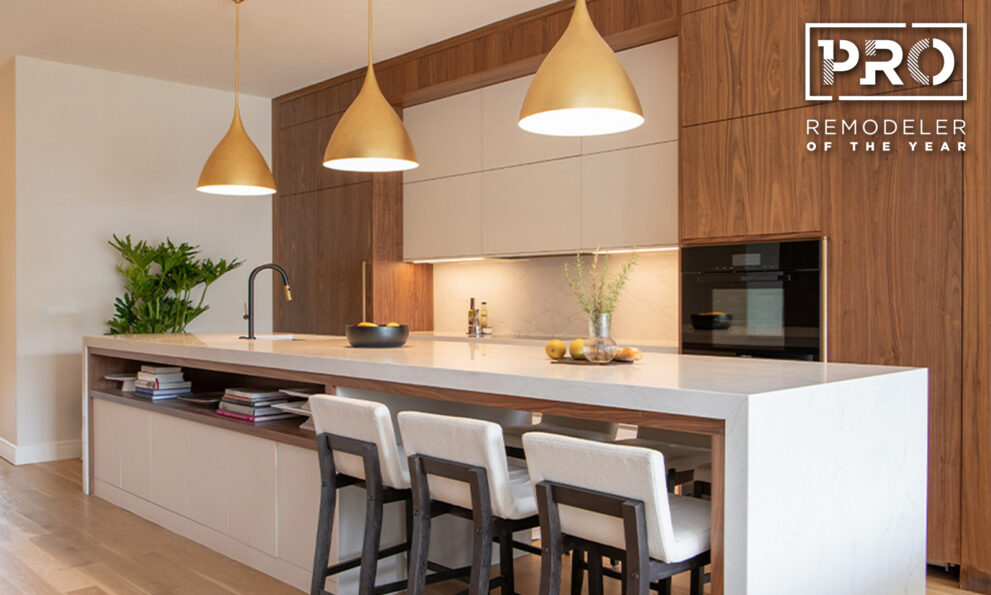 Photo of an accessible kitchen with PRO Remodeler Logo. Washington DC